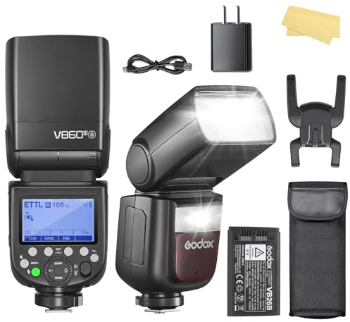 Godox V860III-S Kamerablitz Kamerablitzgerät Flash Speedlite Light für Sony 76 Ws 2.4 G TTL HSS 1/8000 s 7.2V/2600mAh Li-Ionen Akku 0.01-1.5s Ladezeit,10 Stufen Kamerablitz
