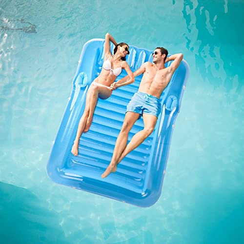 Inflatable Tanning Pool Lounger Float, Double Floating Bed for Adults & Kids, Outdoor Sunbathing Lounge Chair, Swimming Pool Float﻿