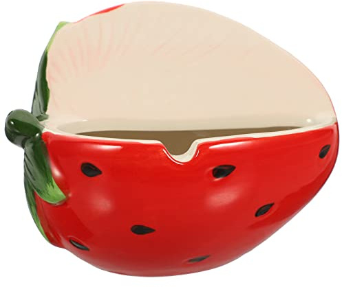 HOLIDYOYO Creative Decorative Fruit Ash Holder Ashtray Strawberry Shaped Ceramic Convenient Cleaning with Hand Painted Design Fire Prevention Feature for Office and Bar Use for Desktop
