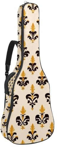 Tasche für Akustikgitarre, 1 cm dicke Polsterung, wasserdicht, Oxford-Stoff, Gitarrentasche, Rucksack für 40-42 Zoll E-Bass, klassische Gitarren, Retro-Anker und Seilbögen, nahtloses Muster