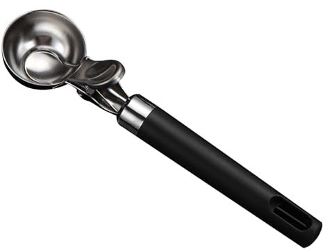 Cuchara de, herramienta para porción de galletas, mango ergonómico antideslizante, mecanismo de fácil liberación, accesorio multiusos para hornear, uso de postre de albóndigas de frutas, material