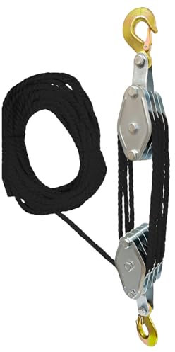 Block and Tackle Pulley Tool 3/4 Rope Pulley Hoist with Lifting Power Heavy Duty 1100/2200Lbs Puller Hoist Home Improvement Pulley