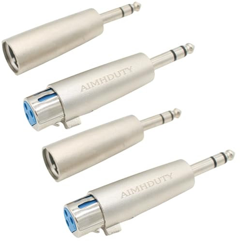 AIMHDUTY 1/4'' TRS to XLR Adapter 4-Pack, Balanced Quarter Inch 6.35mm to XLR Male/Female Adapters for Mixers, Microphones, Amplifiers