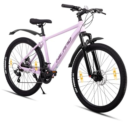 HILAND Bicicleta de Montaña 27,5 Pulgadas, para Hombre y Mujer, 21 Velocidades, MTB con Cuadro de Aluminio y Frenos de Disco Dobles, Morado