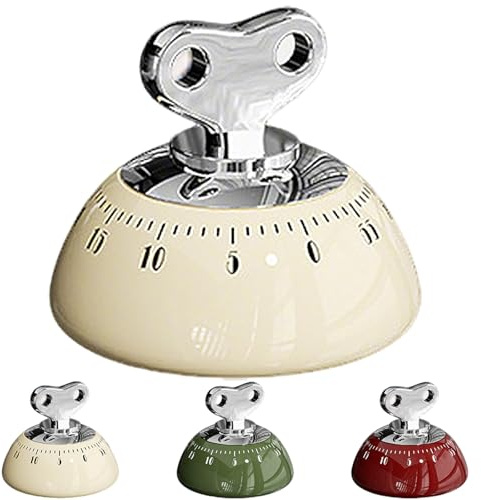 Kitchen Timer Mechanical,2.99×2.99×2.55 In Magnetic Timer,60 Minute Countdown Visual Timer&15 Second Reminder,Classic Kitchen Timers for Cooking,Home & Office（ABS Body, Magnetic Backing） (Yellow)