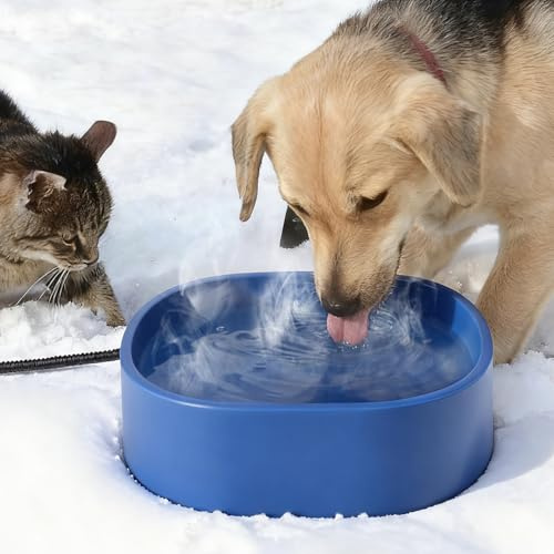 Ambesty Großer Beheizbarer Wassernapf, Thermostatisch Beheizter Haustiernapf, Thermostatisch Haustiernapf, mit 78.74inch Anti-Biss-Kabel und Schalten, für Hunde/Katze/Hasen/Hühner im Winter (3.5L)