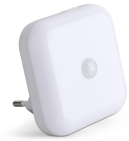 SEBSON Luce Notturna LED con Rilevatore di Movimento, Sensore Crepuscolare | Dimmerabile, Sensore a Infrarossi 3m/120°, Bianco Caldo 2.700K, IP20