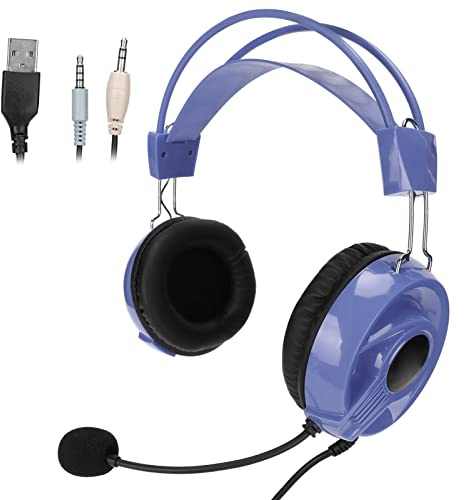 BONKZEBU Gaming Headset Wired Comfortable RGB Headphones with Omnidirectional Microphone Headband Multiplatform Compatibility for PC One ABS Plastic Metal Black (Purple)