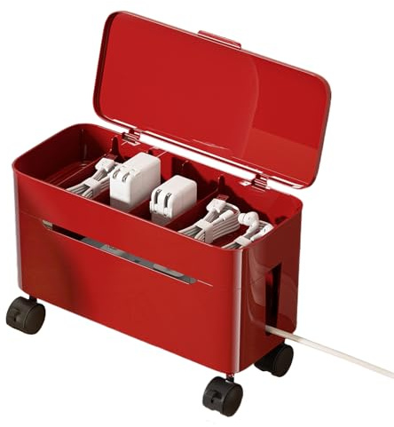 Kabel-Aufbewahrungsbox – Kabelmanagement-Box, Power-Streifen-Organizer, Tischladegerät-Aufbewahrung mit Rollen für Zuhause, Büro, Schlafsaal, Spielkonfiguration, TV-Schrank, B