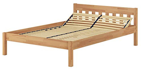 Erst-Holz®Überlanges Doppelbett Massivholzbett 140x220 Buche Zubehör wählbar V-60.83-14-220Federholzrahmen inkl.