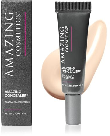 AmazingCosmetics AMAZINGCONCEALER, full coverage long wear concealer makeup for undereye dark circles, acne, blemishes and spots, color correcting shades, melts into skin for most natural finish