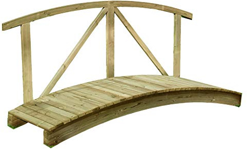 Gartenpirat Teichbrücke aus Holz mit Handlauf – 240 x 80 cm, wetterfeste Gartenbrücke aus imprägnierter Kiefer, dekorative Holzbrücke für Garten & Teich
