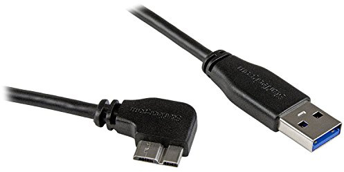 StarTech 3ft USB 5Gbps Cable, USB-A to Right-Angle Micro-B (USB3AU1MRS) | 3.2 Gen1, Male to Male, Slim design, Charge and sync, Fits tight spaces and around device cases, Reaches tight spaces