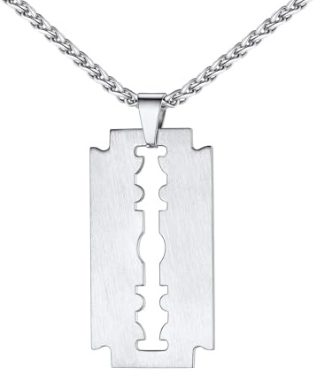 U7 Herren Rasierklinge Halskette Edelstahl Kette Razor Blade Anhänger Messer Dog Tag Militär Army Pendant Necklace Hip Hop Personalisiert Modeschmuck für Männer Frauen