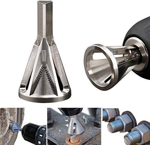 FunMove Entgraten Externe Fasenwerkzeug Edelstahl Entfernen Fräswerkzeuge für Bohrer Edelstahl Beseitigung beschädigter Ausdreher passend für Schrauben Größe 8-32 (Silber)