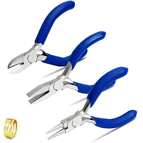 SPEEDWOX Kleine Zangen-Set für Schmuckreparatur, 3 Stück, 7,6 cm, Mini-Rundzange, Flachzange, feine diagonale Zange, professionelle Perlen-Handwerkzeuge, Mikro-Präzisions-Bastelset, DIY Hobby
