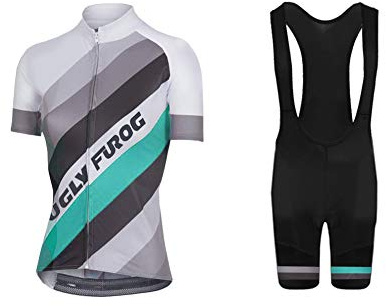 UGLY FROG Fahrradbekleidung Set,Damen Atmungsaktiv Schnell Kurzarm Radfahren Jersey Set Kurzarmtrikot mit 3D Sitzpolster