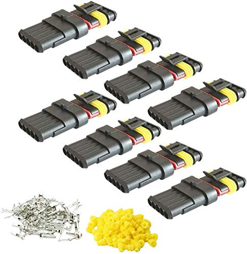 CESFONJER 8 Set 5 Poliger Stecker Steckverbinder Wasserdicht Schnellverbinder IP67 AMP PA66 Nylon Steckdose Set für KFZ LKW Auto Kayak Boote Roller Motorrad