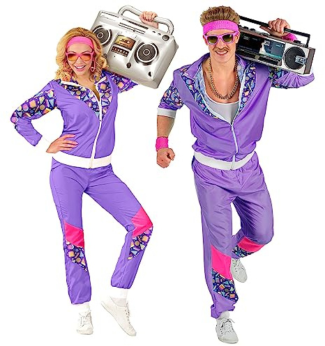 W WIDMANN MILANO Party Fashion - 80er Jahre Trainingsanzug | Jacke und Hose für Erwachsene, Vintage-Style, Retro Outfit, Jogginganzug für Karneval und Mottopartys