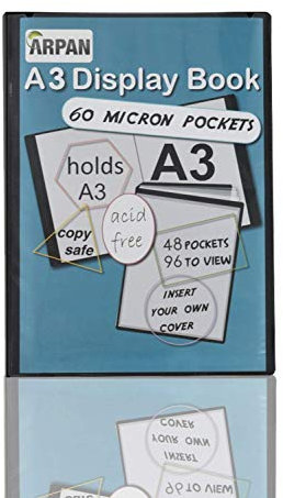 ARPAN Präsentationsmappe, A3, mit 48 starken Taschen, Hochformat, 0,8 mm Einband, Schwarz