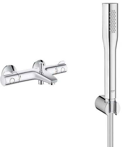 Grohe Grohtherm 800 Thermostate (Thermostat-Wannenbatterie, DN 15) chrom, 34567000 & Euphoria Cosmopolitan Brause- und Duschsysteme Handbrause (mit WANDHALTER, 1 Strahlart) 27369000