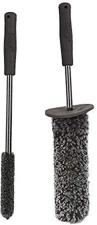 SGCB Pro Microfiber Wheel Brush kit, Synthetic Woolies Brush for Wheel, Antislip Bendable Tire Wheel Wand Chemical Resistant Car Rim Brush, Soft Dense Fibers Wheels Brush Rim Detailing Cleaner, Large