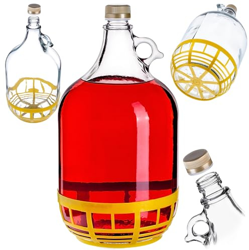KADAX Palloon vino, palloncino di vetro vino, atura stretta, palloncino di fermentazione, gallone, contenitore di fermentazione, bottiglia, bottiglia di vetro (5L, tappo a vite)