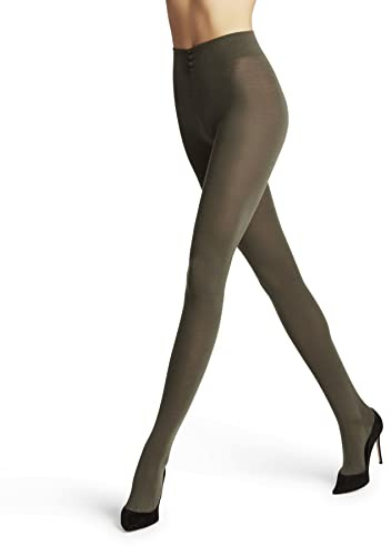 FALKE Softmerino W Ti lana cotone spessi tinta unita 1 pezzo, Collant Donna, Verde Military 7826, 40-42