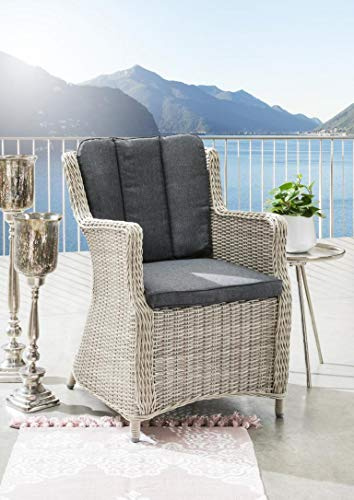 Destiny Gartensessel Luna 2er Set, Polyrattan + Aluminium, Vintage weiß