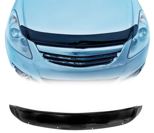 OMAC Motorhaube Deflektor Insekten Steinschlagschutz kompatibel mit Opel Corsa D 2006-14 Dunkel