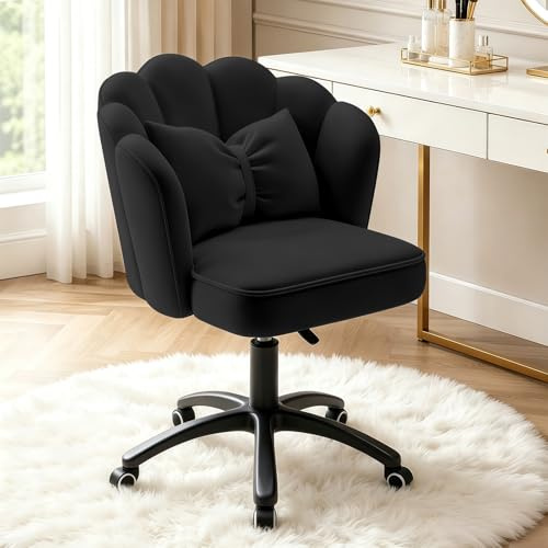 HDHNBA Vanity Sessel Velvet Petal Schreibtischstuhl - Moderner Polstersessel mit Rückenlehne und Steppung, höhenverstellbarer Computer-Arbeitsstuhl für Schlafzimmer und Wohnzimmer