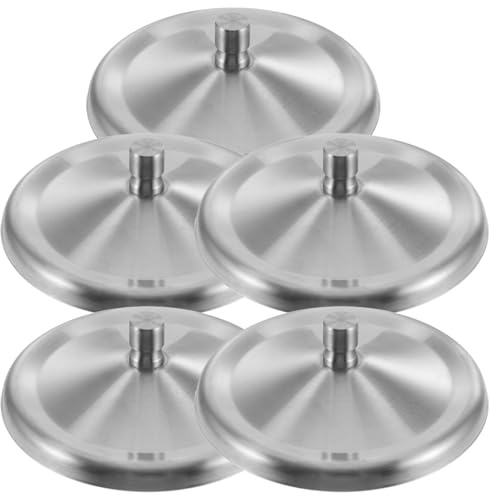 Veemoon 5pcs Round Stainless Steel Mug Cover, 3.35 Inch Reusable Metal Cup Cover Tea Cup Sealing Caps Tea Cup Sealing Lids Portable Travel Cup Lid for Tea Coffe Drink
