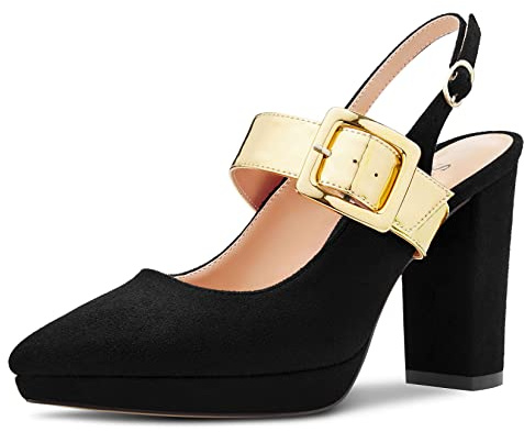 Saekcted Femmes Bloc Chunky Haut High Plate-Forme Talon Heel Pointu Bout Sandales Lanières Cheville Mary Jane Escarpins Party Chaussures