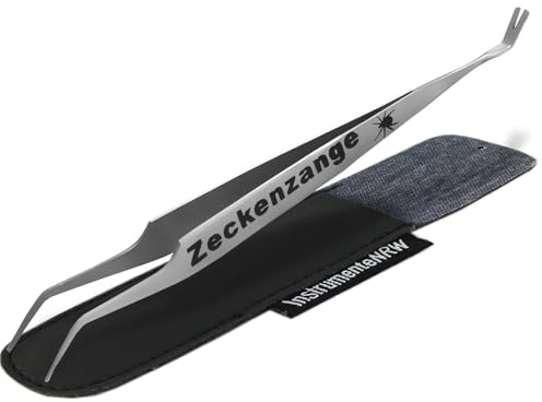 Zeckenzange Zeckenpinzette Hunde Katzen 2-seitig spitz mit Zeckenhaken | Zeckenentferner Edelstahl Rostfrei für die Entfernung von Zecken und Fremdkörpern 14,5 cm