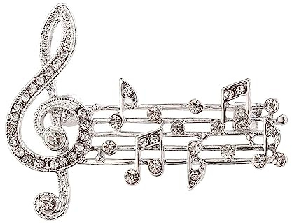 Brosche Schmuck Noten Noten Notenschlüssel Notenschlüssel Edelstahl Silber, 4,5 x 3,2 cm, Edelstahl