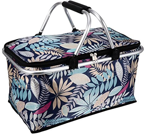 RORPOIR Large Insulated Picnic Basket 30l Foldable Lunch Bag Outdoor Camping Cooler Handle for Travel and Car Use