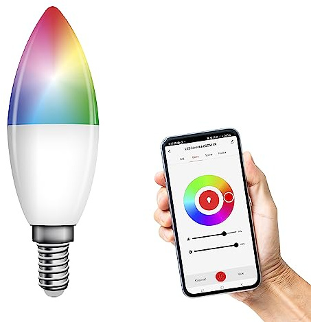 EMOS GoSmart - Smart Home RGB LED-Lampe Kerze mit App - E14 - dimmbar, mehrfarbig & Weißtöne - 470lm - sparsam, 4,8W (statt 40W Glühbirne) - 20 000 Stunden - ZigBee - Google Home und Alexa kompatibel