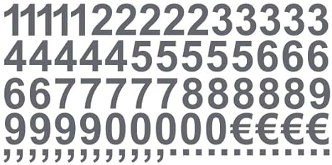 Aufkleber Sticker Klebezahlen Klebezahl Zahlen Zahl Nummern aus Folie 50 Zahlen grau betongrau matt Höhe 2 cm selbstklebend wetterfest Nummerierung Preisauszeichnung Beschriftung Modellbau verzieren