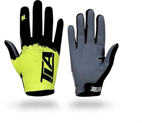 TLA STEEX guantes de motocross, mtb enduro, trial, hombre, mujer y niño, Ropa de moto y bicicleta. Guantes moto y ciclismo, verano, ligeros, transpirables y resistentes al desgaste._AmarilloNegro,XXS