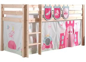 möbelando Spielbett >Pino< in Kiefer massiv Natur - 210x114x106 (BxHxT)
