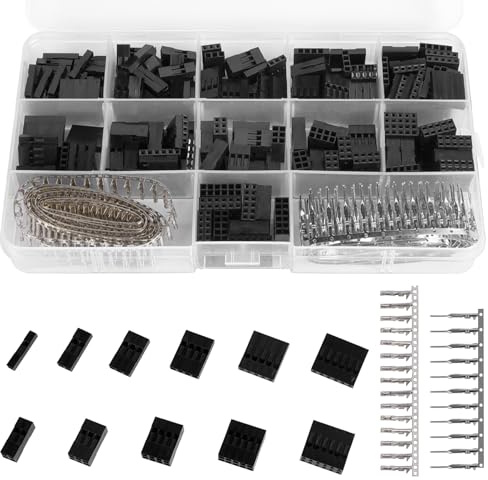 SagaSave 620-teiliges 2,54mm Dupont Stecker Set, JST SM Gehäusestecker, Crimp Klemmen, Schwarz, Kupfer, Kunststoff