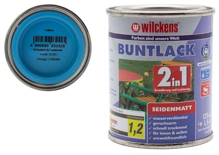 Wilckens Buntlack 2in1 Dispersion seidenmatt 30 Farben 125ml, Farben:Hellblau