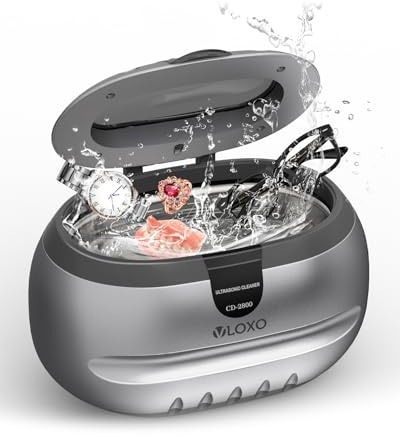 Ultraschallreinigungsgerät Ultraschallreiniger Ultraschallgerät 600ml - 42KHz VLOXO Ultraschallbad für Brille Uhren Schmuck Ohrringe Ringe Halsketten Rasierer Zahnprothesen Tattoo Werkzeuge Silber 50W | Professioneller Ultraschallreiniger Ultraschallbad für Brille Schmuck Pinsel Nagelwerkzeuge Zahnersatz Uhren Zuhause & Büro