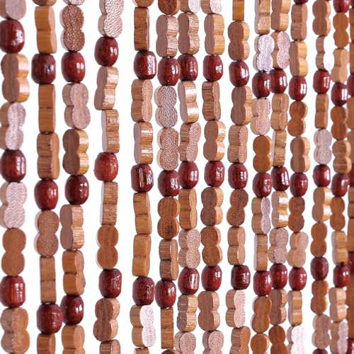 BECHAEO Türvorhang mit Perlen, handgefertigt, 80 x 190 cm, Braun | Boho-Türvorhang zum Aufhängen, für Flur, Schrank, Schlafzimmer, Wohnzimmer, Raumteiler Hippie, ästhetische Raumdekoration
