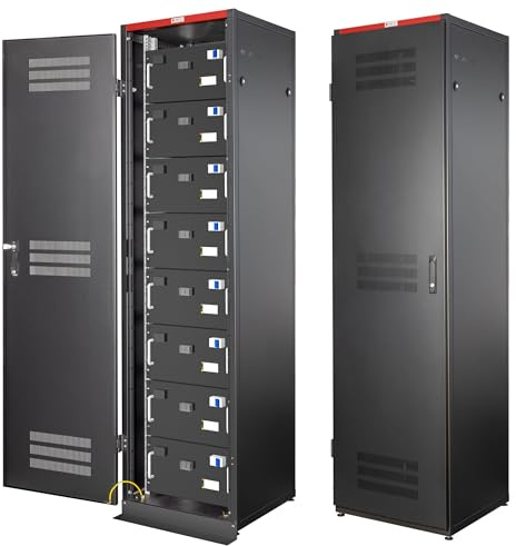 Techly Professional 369106 Armadio Rack 19 600x600 47U per Batterie Fotovoltaico Nero Nero