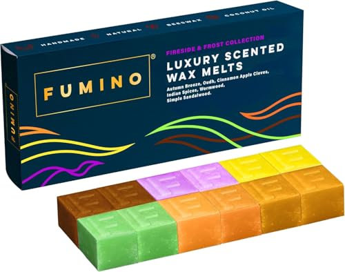 Multipack de Fondants Cires Parfumées Feu et Givre, Artisanales et de Luxe Fumino - 12 Cires Parfumées et 6 Parfums Intenses à Base de Cire d’abeille et d’huile de Noix de Coco