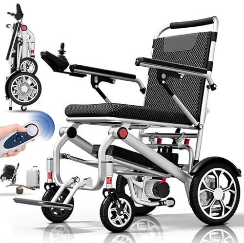 Bueuwe Elektrischer Rollstuhl faltbar leicht 14.9 kg 25 km Reichweite 150kg | Faltbarer Elektrorollstuhl mit 25 km Reichweite - Fernbedienung und 150 kg Tragkraft für Senioren Reisen Wohnung und Alltag