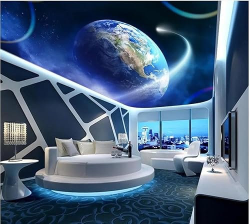 JCSMKFQ Fototapete 3d decke tapete universum planet galaxie wohnzimmer schlafzimmer hintergrund wand zenith dekoration seiden stoff kunst aufkleber