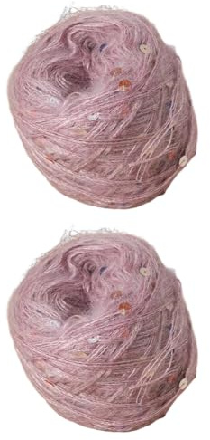 2 x 50 g Seiden-Mohairgarn zum Stricken Glitzer-Paillettengarn Handstrickgarn DIY-Häkelgarn weiches Mohair-Strickgarn für DIY-Pullover Schals Baby-Wollbasteleien