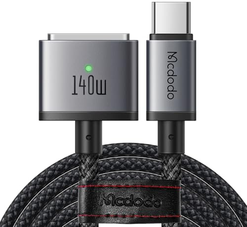 mcdodo 3M USB C auf Magsafe 3 Kabel 140W PD Schnellladen Typ C auf Magnetic 3 Ladekabel Kompatibel mit MacBook Pro M1 2021/M2 2023(14”/16”),MacBook Air M2 (13''/15”), M3/M3 Pro/M3 Max 2024 M4 2025 2M